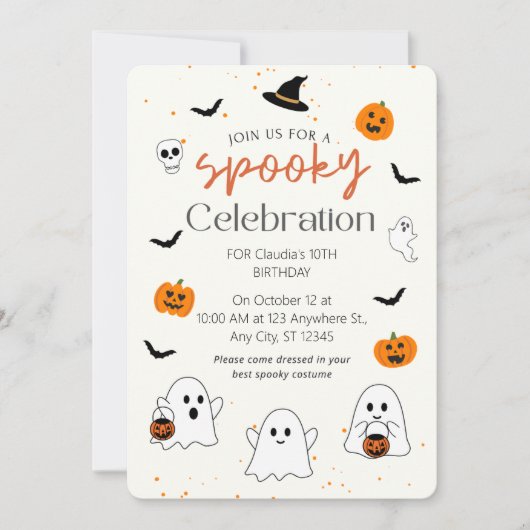 Invitation Éffrayant Un Halloween Premier Anniversaire Mignon (Devant)
