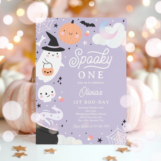 Invitation Éffrayant Un Halloween rose Fantôme 1er anniversai