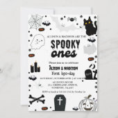 Invitation Éffrayant Un Halloween Twin premier anniversaire (Devant)