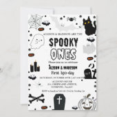 Invitation Éffrayant Un Halloween Twin premier anniversaire (Devant)