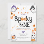 Invitation Éffrayant un jote fantôme Halloween 1er anniversai (Devant)