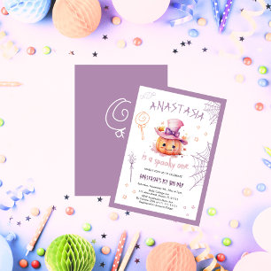 Invitation Éffrayant Un mignon Halloween Baby Girl 1er annive