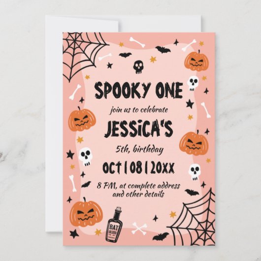 Invitation Éffrayant un mignon halloween fantôme fête d'anniv (Devant)