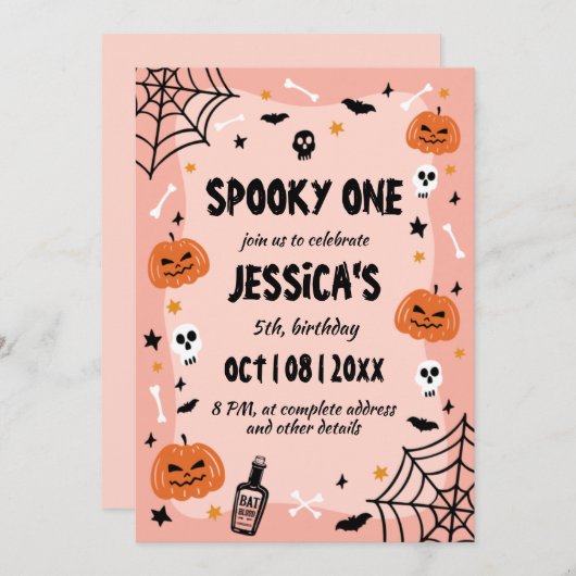 Invitation Éffrayant un mignon halloween fantôme fête d'anniv (Devant / Derrière)