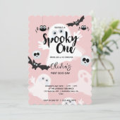 Invitation Éffrayant Un rose 1er anniversaire Fantôme Filles (Debout devant)