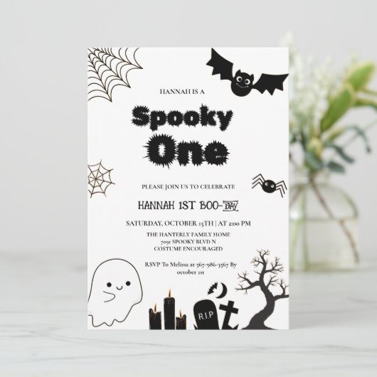 Invitation Éffrayant une fête d'anniversaire Halloween (Debout devant)