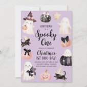 Invitation Éffrayant Une Halloween Fille 1er anniversaire (Devant)