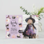 Invitation Éffrayant Une Halloween Fille 1er Anniversaire Pho (Debout devant)