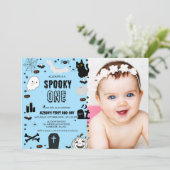 Invitation Éffrayant Une Halloween Fille Fille 1er anniversai (Debout devant)
