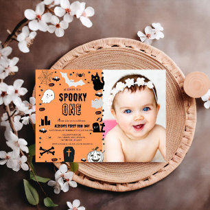 Invitation Éffrayant Une Halloween Fille Fille 1er anniversai
