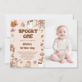 Invitation Éffrayant Une Halloween mignonne Fantôme 1er Anniv (Devant)