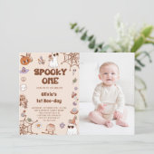 Invitation Éffrayant Une Halloween mignonne Fantôme 1er Anniv (Debout devant)