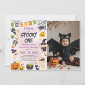 Invitation Éffrayant Une Halloween mignonne Fantôme Anniversa (Devant)