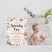 Invitation Éffrayant Une Halloween mignonne Fantôme Anniversa (Debout devant)