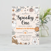 Invitation Éffrayant Une Halloween mignonne Fête d'anniversai (Debout devant)