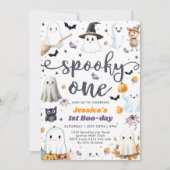 Invitation Éffrayant Une Mignonne Halloween Ghost 1ère fête d (Devant)