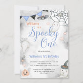 Invitation Éffrayant Une Mignonne Halloween Ghost 1ère fête d (Devant)