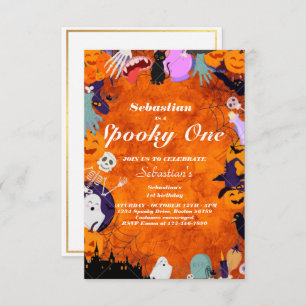 Invitation Éffrayant Une Mignonne Halloween Ghost 1ère fête d