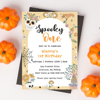 Invitation Éffrayant Une Mignonne Halloween Ghost 1ère fête d