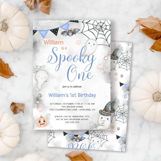 Invitation Éffrayant Une Mignonne Halloween Ghost 1ère fête d