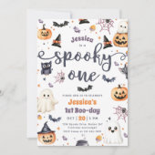 Invitation Éffrayant Une Mignonne Halloween Ghost 1ère fête d (Devant)