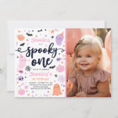 Invitation Éffrayant Une Mignonne Halloween Ghost 1ère fête d (Devant)