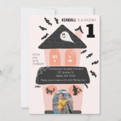 Invitation Éffrayant Une Mignonne Maison Hantée Premier anniv (Devant)