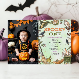 Invitation Éffrayant Une Sorcière Halloween 1er Anniversaire