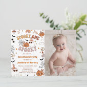 Invitation Éffrayant Une Super Halloween jolie photo d'annive (Debout devant)