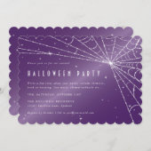 Invitation Éffrayant violet Diamond Spider Web Halloween Part (Devant / Derrière)