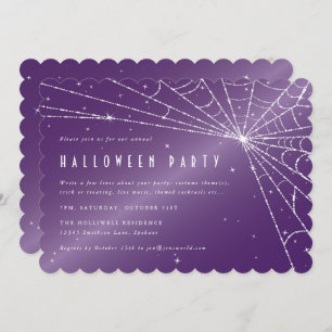 Invitation Éffrayant violet Diamond Spider Web Halloween Part