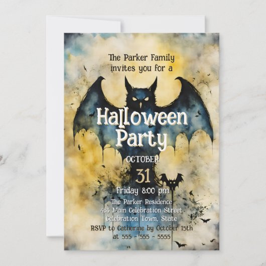 Invitation Éffrayante Bat Silhouette Twilight (Devant)