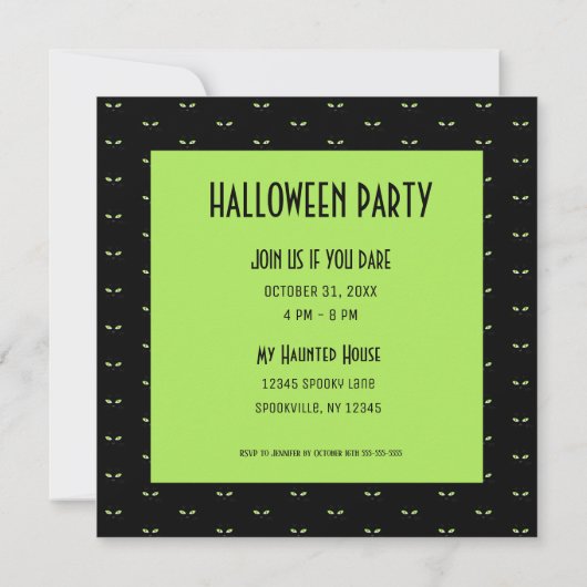 Invitation Éffrayante Black Cat Face Halloween (Dos)