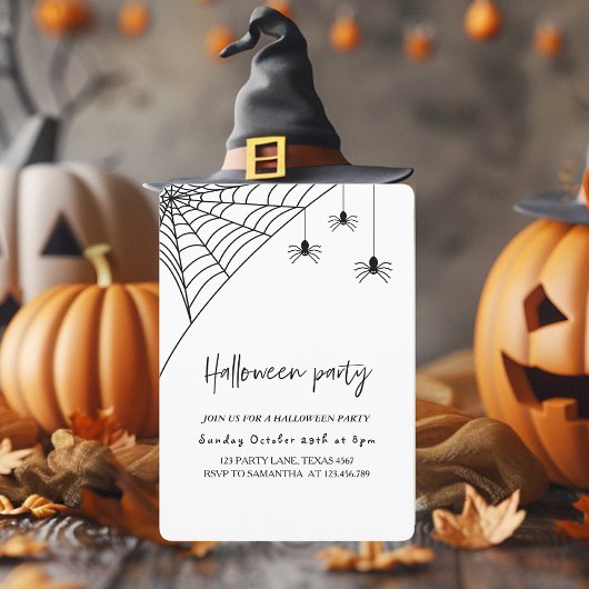 Invitation Éffrayante Black Spiders Party | Bonne Halloween