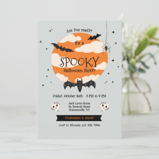 Invitation Éffrayante fête d'Halloween (Debout devant)