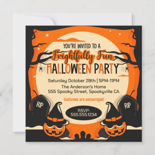 Invitation Éffrayante fête d'Halloween (Devant)