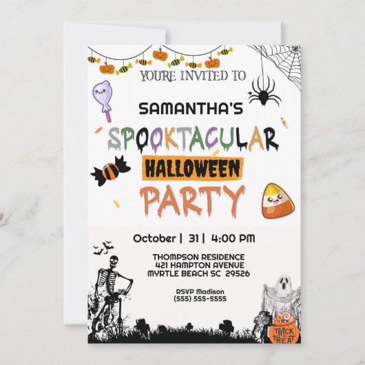 Invitation Éffrayante fête d'Halloween (Devant)