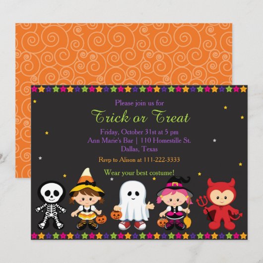 Invitation Éffrayante fête d'Halloween (Devant / Derrière)