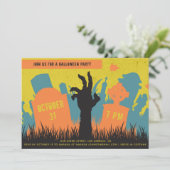 Invitation Éffrayante fête d'Halloween de cimetière et de cim (Debout devant)