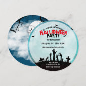 Invitation Éffrayante fête d'Halloween du cimetière Zombie (Devant / Derrière)