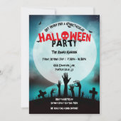 Invitation Éffrayante fête d'Halloween du cimetière Zombie (Devant)
