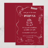 Invitation Éffrayante fête d'Halloween squelette adulte (Devant / Derrière)