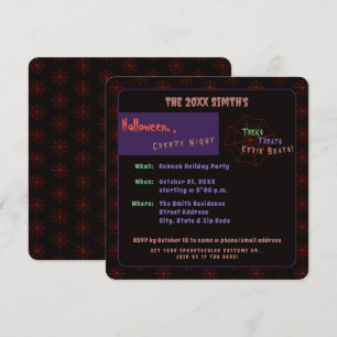 Invitation éffrayante Halloween Cobweb Black Party