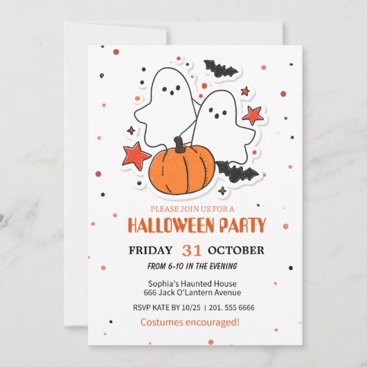 Invitation éffrayante Halloween Costume de fête (Devant)