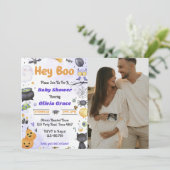 Invitation Éffrayante Halloween Cute Ghost Baby shower Party (Debout devant)