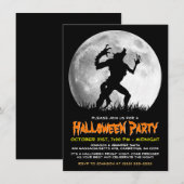 Invitation Éffrayante Halloween Horreur Werewolf à la Pleine  (Devant / Derrière)