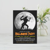 Invitation Éffrayante Halloween Horreur Werewolf à la Pleine  (Debout devant)