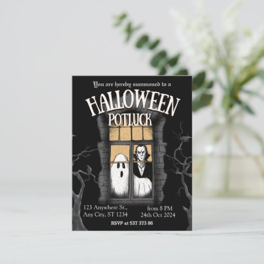 Invitation éffrayante Halloween Potluck (Debout devant)
