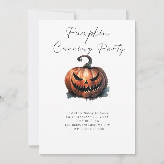 Invitation Éffrayante Jack-O' Lantern Citrouille (Devant)