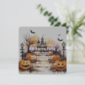 Invitation Éffrayante Jack O’Lanterns Bats Halloween (Debout devant)